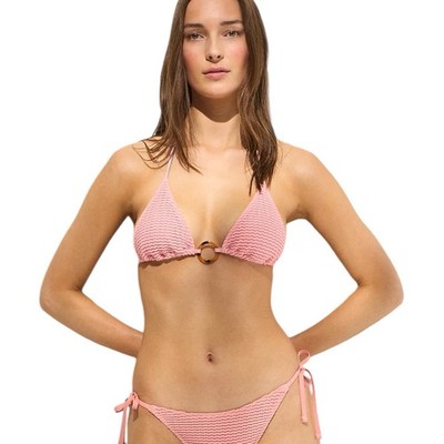 J Crew Crochet String Bikini Top with O Ring Sweet Jasmine Pink Womens Size M