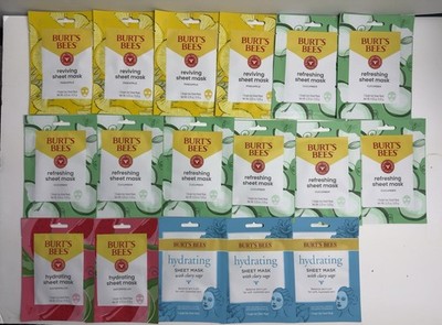 LOT OF 17 Burt s Bees Watermelon, Cucumber, Sage, Pineapple Hydrating Sheet Mask