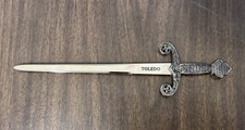 Vintage Toledo Spain Sword Letter Opener Dagger Approx 10” Ornate Handle