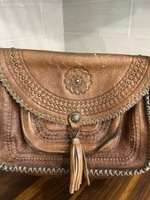 PATRICIA NASH Beaumont Crossbody Purse Vintage Italian Tooled Leather Cognac Bag