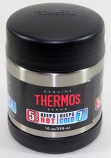 Thermos 10oz Insulated Stainless Steel Food Jar Silver Black  Unused Pre-owned