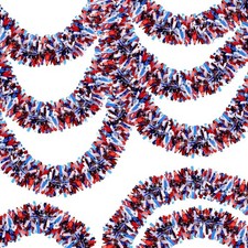 50FT 4th of July Tinsel Garland, Red White and Blue Garland Patriotic Garland Re