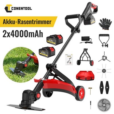 1200W Akku Rasentrimmer Motorsense Freischneider Elektro Rasentrimmer mit Akkus