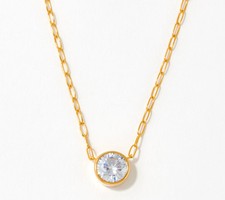 Diamonique Sterling Silver Gold-Clad Bezel Se...