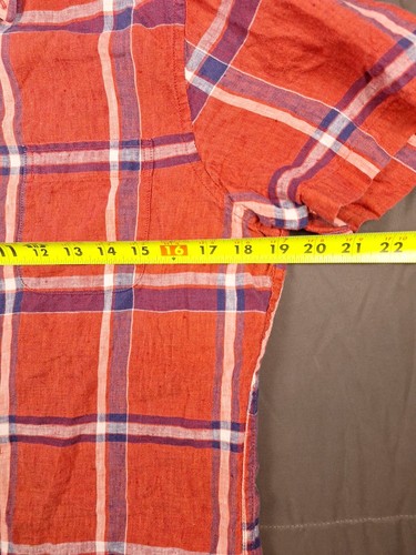 Taylor Stitch Red Plaid button-up 100% linen shirt Mens size 38 See Photos - Picture 8 of 11