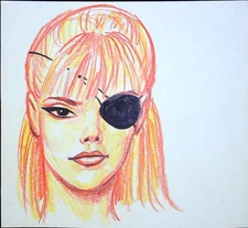 Robert James Wright Drawing Original Studio Art Comic Book Pirate Girl Eye Patch
