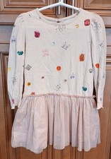 Stella Mccartney Long Sleeve Dress-Size 4- Rose Jewel Print Jersey Tutu Dress