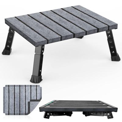Large Platform RV Step with Cloth Cover and Anti-Slip Surface, 3-Level Adjust...