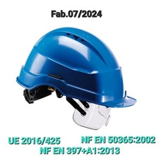 Casque de chantier Ventilé Avec Lunettes Relevables IRIS 2 Auboueix. Bleu