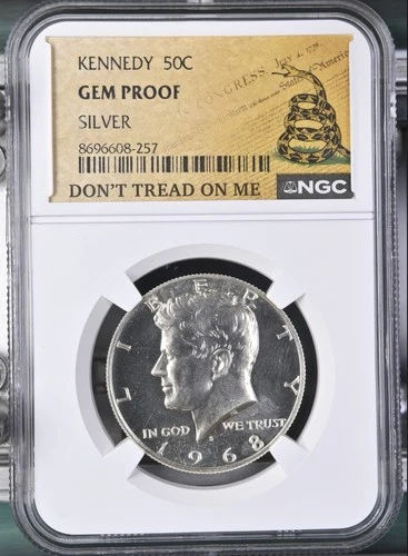 1968 Kennedy Half Dollar Gem Proof Silver NGC 'Don't Tread On Me' Label