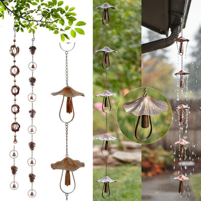 Metal Rain Chain Vintage Gutter Chain w/ Hook Rain Catcher F Eave Drainage Decor