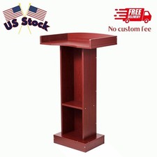 Wooden Podium Stand, 41-Inch Floor-Standing Lectern w/ Spacious Reading Surface