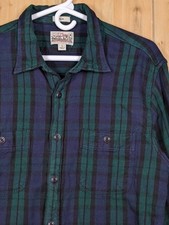J Crew Mid Weight Double Brushed Flannel Shirt Men's L Slim Fit Tartan Green