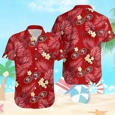 San Francisco 49ers Palm Leaves And Flowers Hawaiian Shirt