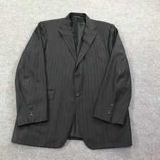 Canali Blazer Mens 52L Gray Pinstripe Wool Made in Italy 2 Button Double Vent