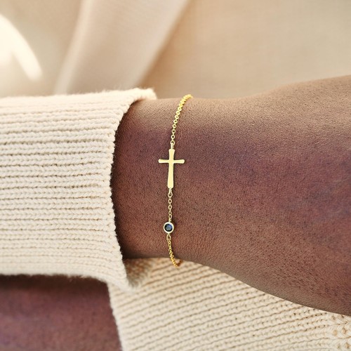 Birthstone Cross Bracelet for Women – Friend Gifts Friendship Gifts Christian Gi - Picture 3 of 6