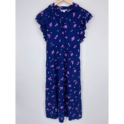 April Cornell Dress Womens S Blue Floral Ruffle Tiered Cottagecore Boho Michelle