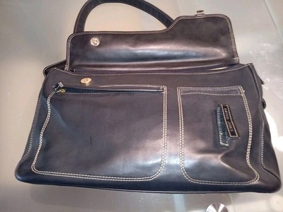David Jones Tasche Umhängetasche schwarz beige Reissverschluss Gurt