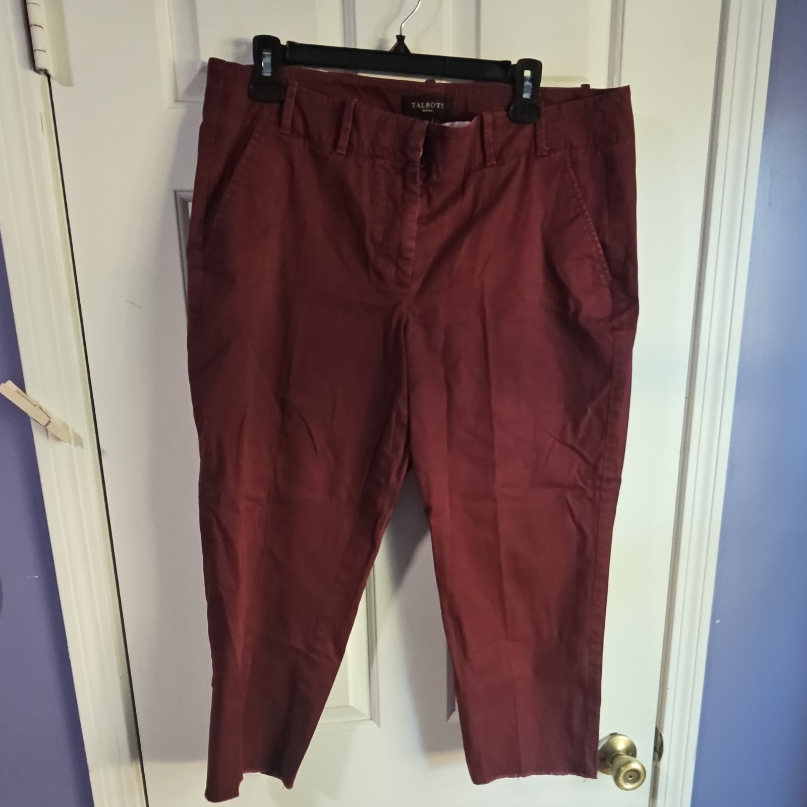 Talbots Women's Solid Burgundy Button Zip Flat Fr… - image 1