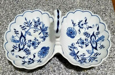 BLUE DANUBE Vintage RELISH TRAY 9 3/4'' ~ RIBBON BANNER REG US PAT~ Japan, EUC
