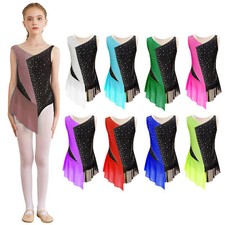 Girls Gymnastics Leotard Dress Ballet Athletic Sleeveless Dancewear Costume