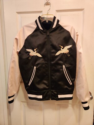 Adidas X Rita Ora Tokyo Reversible Embroidered Satin Bomber Jacket