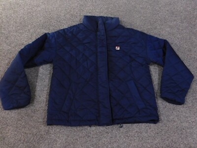 お値下げしました FILA ネイビー ジップアップジャケット Fila Jacket Womens Small blue zip polyester logo snap outdoors | eBay