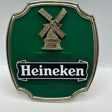 Vintage Green Imported Heineken Plastic Beer Sign Advertising Stand Or Hanger