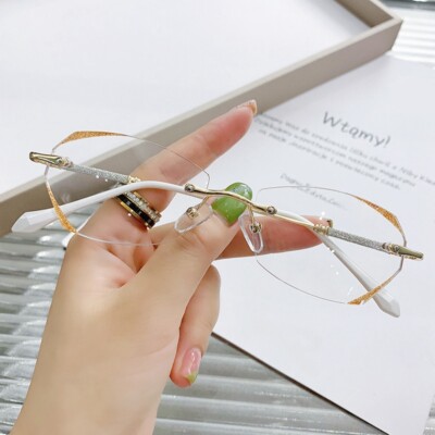 Metal Anti Blue Light Reading Glasses Women Rimless Fashion Glasses new
