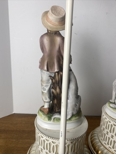 Vintage 29” 3 Way Table Lamps Boy and Girl Figures with Dog - Picture 8 of 19