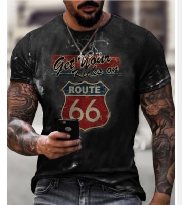 Route 66 Men s T-shirt (Size Large ***Runs Big Like a XL)