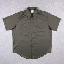 JC Penney Shirt Mens Big Mac Penn Prest Army Green Short Sleeve Work