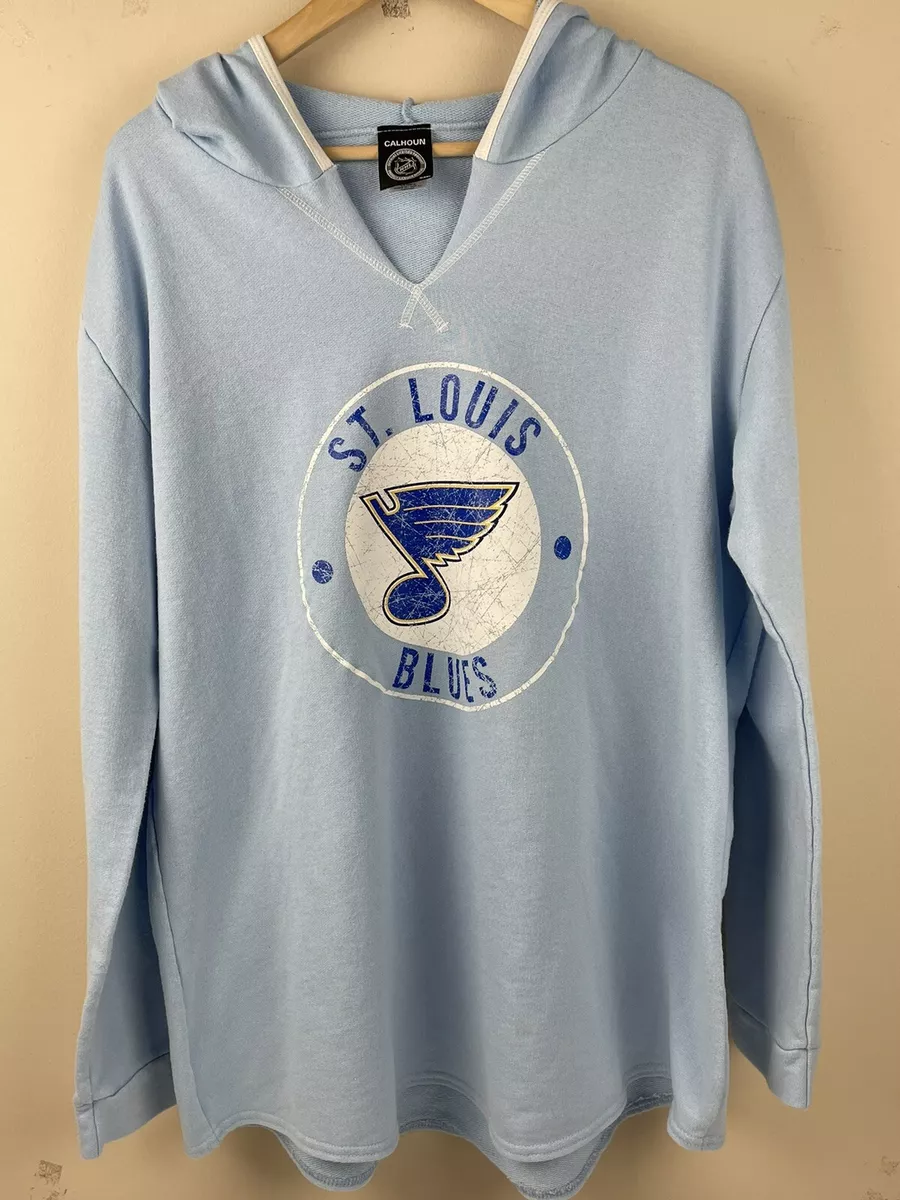 St Louis Blues NHL Light Blue V Neck Hoodie Women's XL Calhoun Long Sleeve