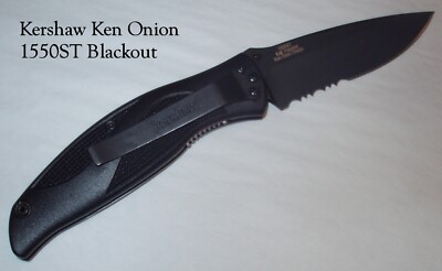 New KERSHAW Ken Onion 1550ST BLACKOUT Half Serrated RARE and Hard