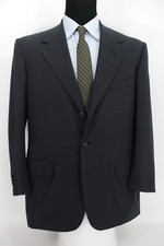 Oxxford Clothes 3Btn Suit Jacket Sport Coat Wool Brown Navy Stripe 42R