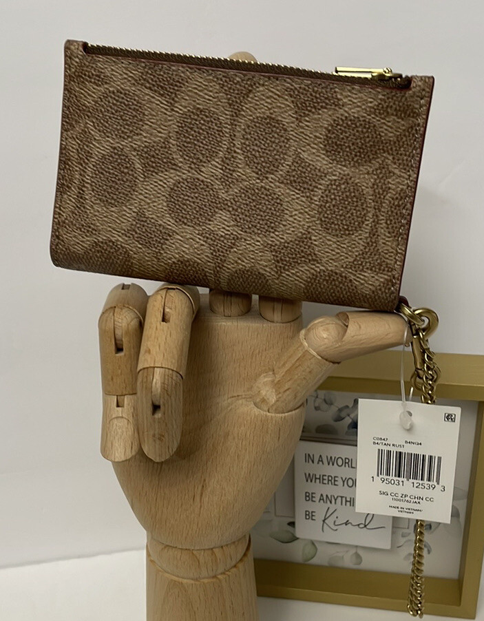 zip chain card case coach