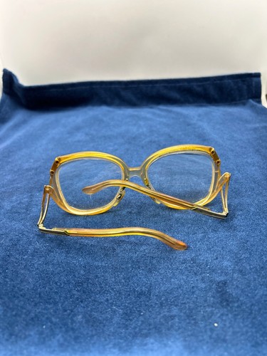 Vintage Womens Yellow & Gold Oversized Glasses With Metal Accents drop arm - Picture 7 of 14