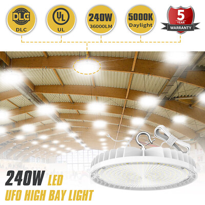 UFO High Bay LED Light 240W Warehouse Fixture Factory Shop Lighting 5000K UL