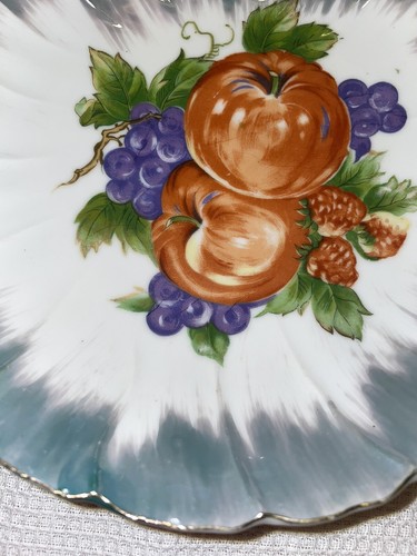 Piatto ciotola manico lustro vintage frutta pesante manico oro forma conchiglia Giappone - Foto 4 di 6