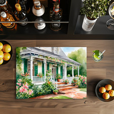 House, 11x8" Tempered Glass Cutting Board, Sublimated, cut222