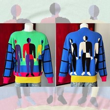 GIANNI VERSACE wool sweater Block Bodies pattern size IT 50 from 1991
