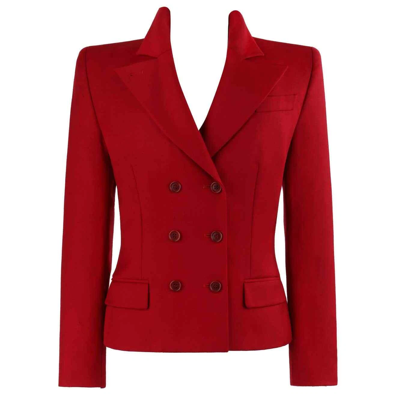 Giacca blazer anteriore Alexander McQUEEN 1998 ""Joan"" rosso doppio petto con bottoni