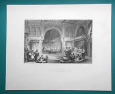 ALGIERS Interior of Moorish Palace Algeria - 1860s Antique Print Engraving Allom