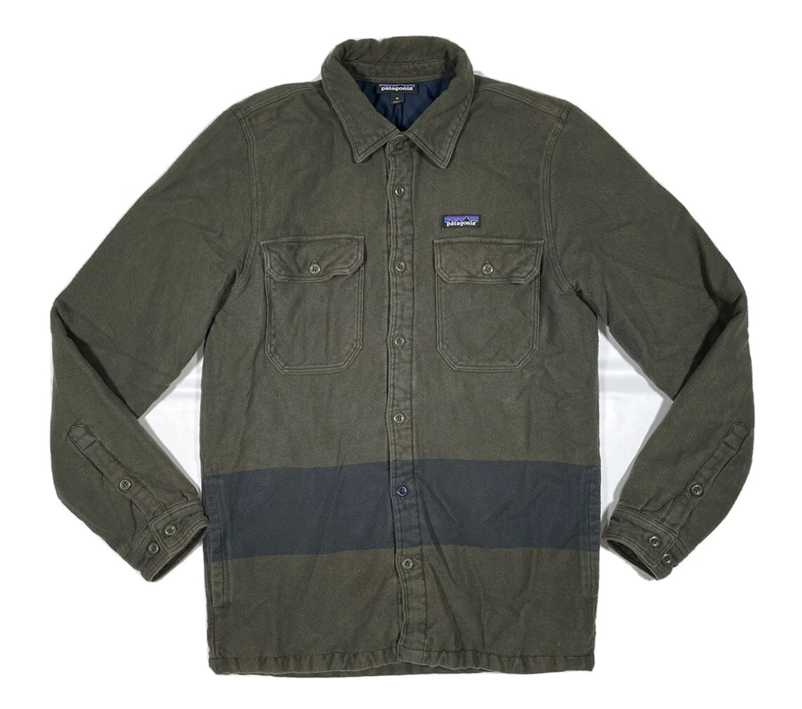 Patagonia Mens Medium Insulated Fjord Flannel Shirt Jacket Button