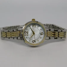 ACCUTIME WATCH CORP. Mother-of-Pearl Quartz Women's Watch Sz. 7 3/4" New Battery