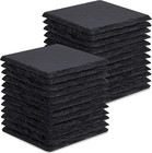 New Listing24 Pieces Slate Drink Coasters, 4 Inch Black Coasters Stone Coaster Set, Las.