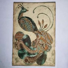 Mural de pintura de pavo real de seda de tela china de 36" decoración del hogar 5925