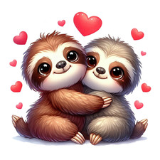 Wall Decal Sticker Sloth, Couple Valentine's Day Wall Sticker 18X18cm Large