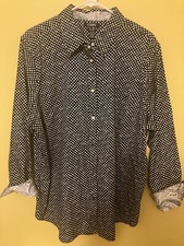 Chaps polkadotted long sleeve dress shirt 2X floral cuffs