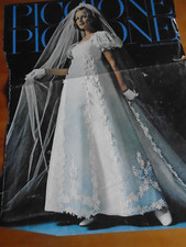 Vintage Designer wedding dress white with blue overlay 1973 2-4 size